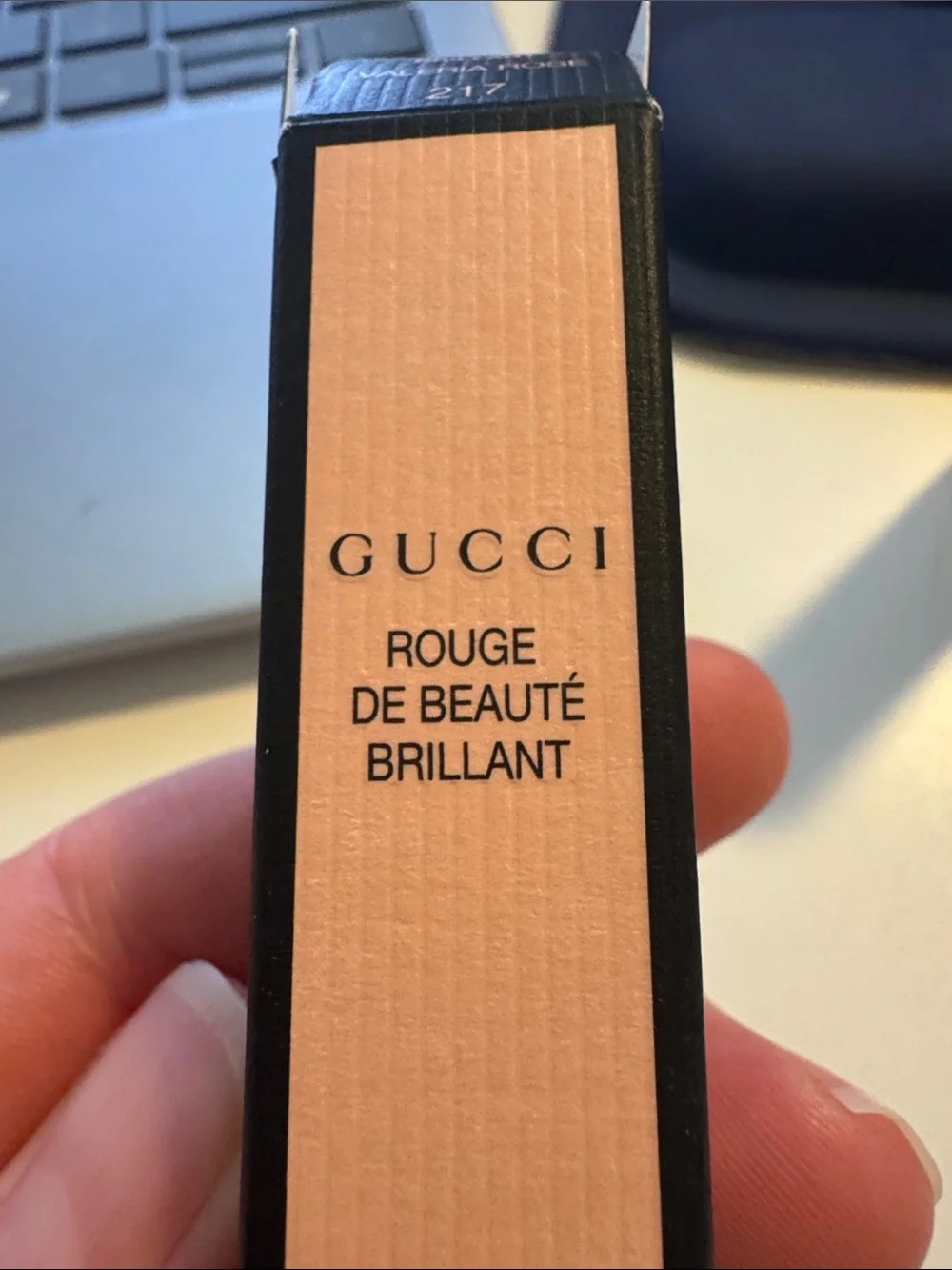 Gucci Rouge de Beauté Brillant Lipstick Glow and Care — Valeria Rose (217) New